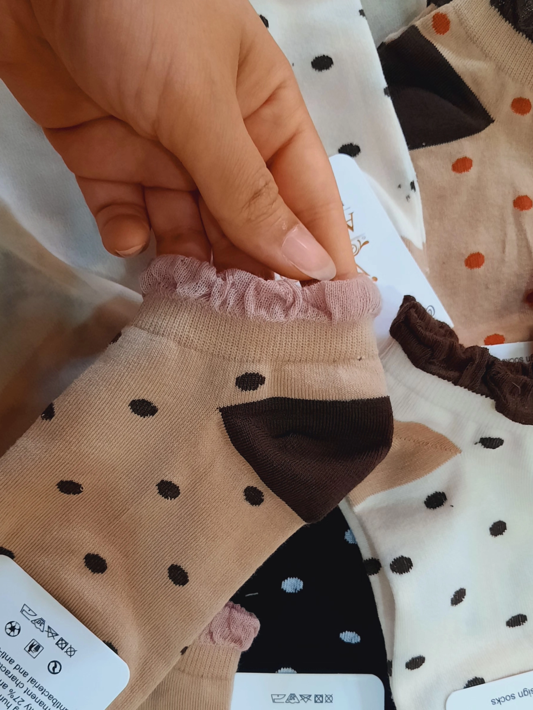 پک جوراب های نخ پنبه لبه توری